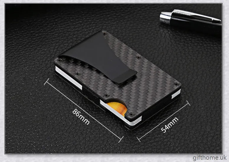 Premium carbon fibre RFID and anti-magnetic card holder wallet with sleek and compact design