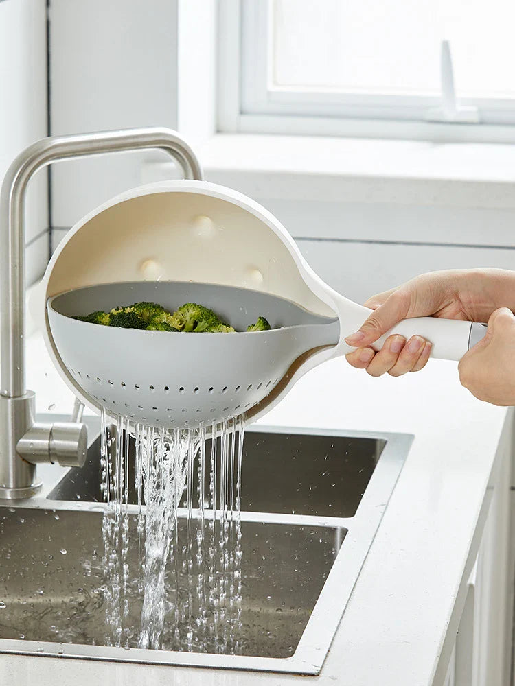 Multifunctional drain bowl in various colours, perfect for washing, draining, and organising kitchen items