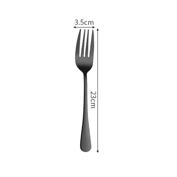 Premium black tableware set made of durable stainless steel with elegant design for formal and casual dining