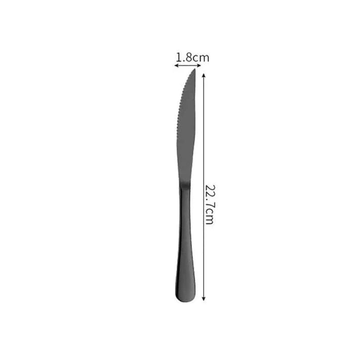 Premium black tableware set made of durable stainless steel with elegant design for formal and casual dining