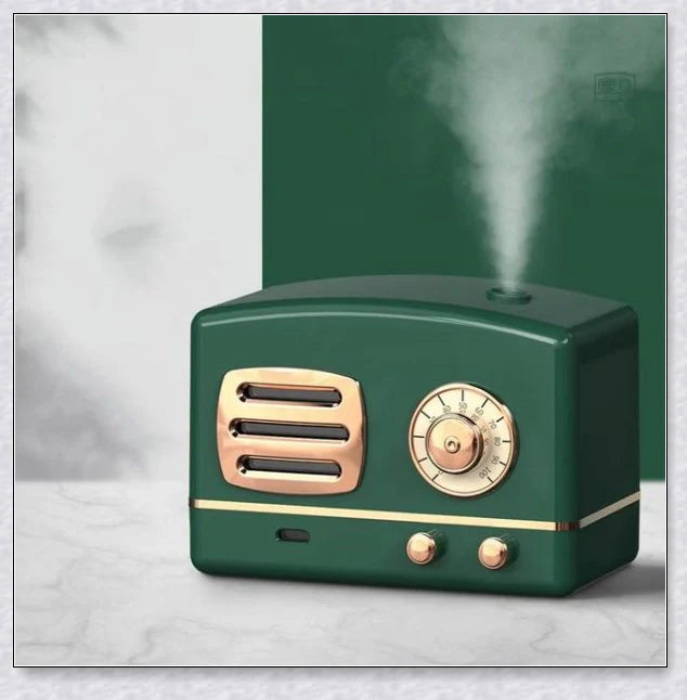 Vintage-inspired radio-style humidifier with modern audio technology, delivering rich sound and improved air quality for your home