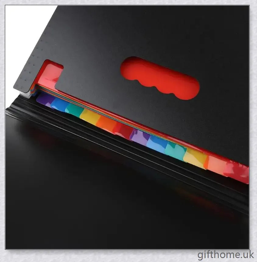 Premium 12-pocket expanding files folder in black, grey, and navy blue colours for organised document storage and workspace management