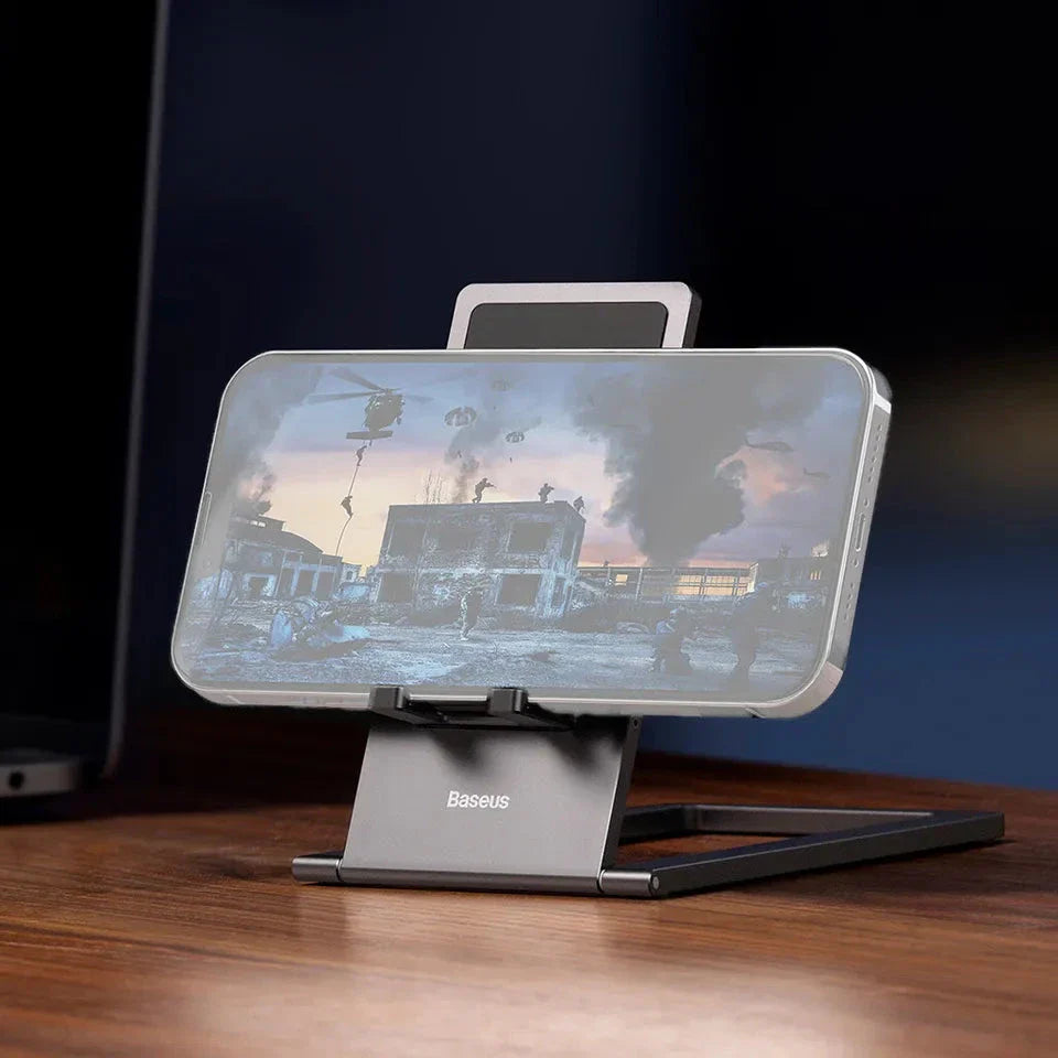 Aluminium Foldable Desktop Tablet and Laptop Stand with Adjustable Angles and Sleek Design