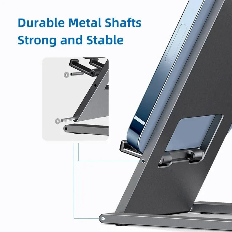 Aluminium Foldable Desktop Tablet and Laptop Stand with Adjustable Angles and Sleek Design