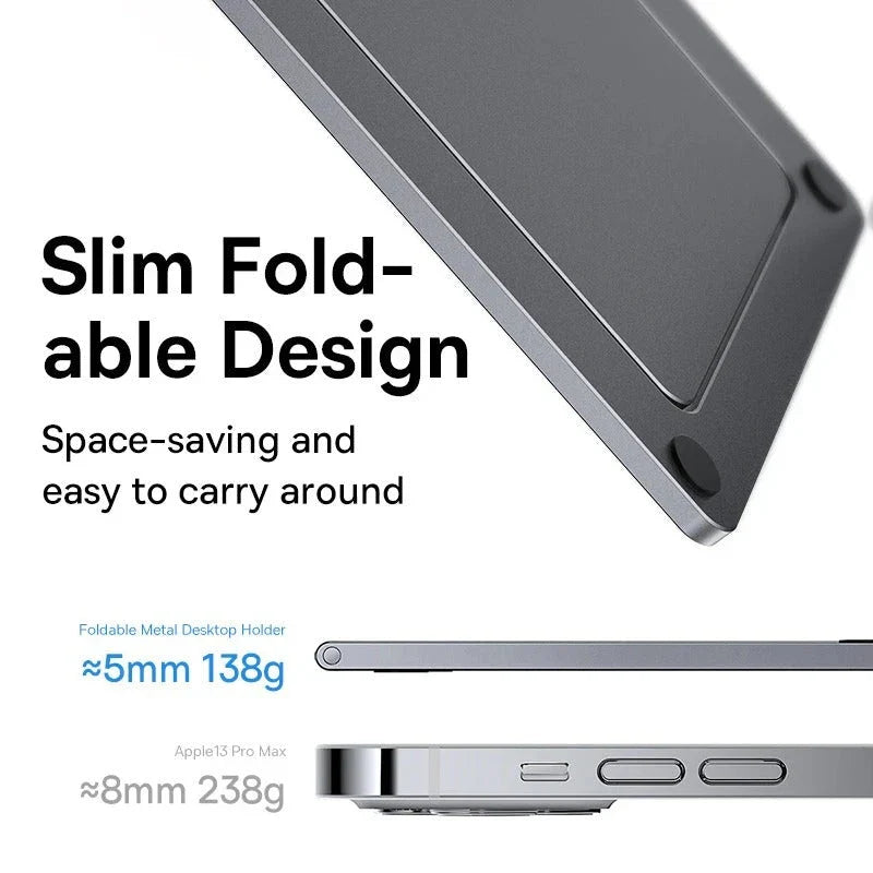 Aluminium Foldable Desktop Tablet and Laptop Stand with Adjustable Angles and Sleek Design