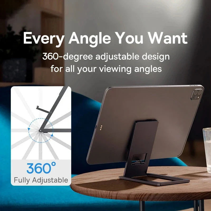 Aluminium Foldable Desktop Tablet and Laptop Stand with Adjustable Angles and Sleek Design