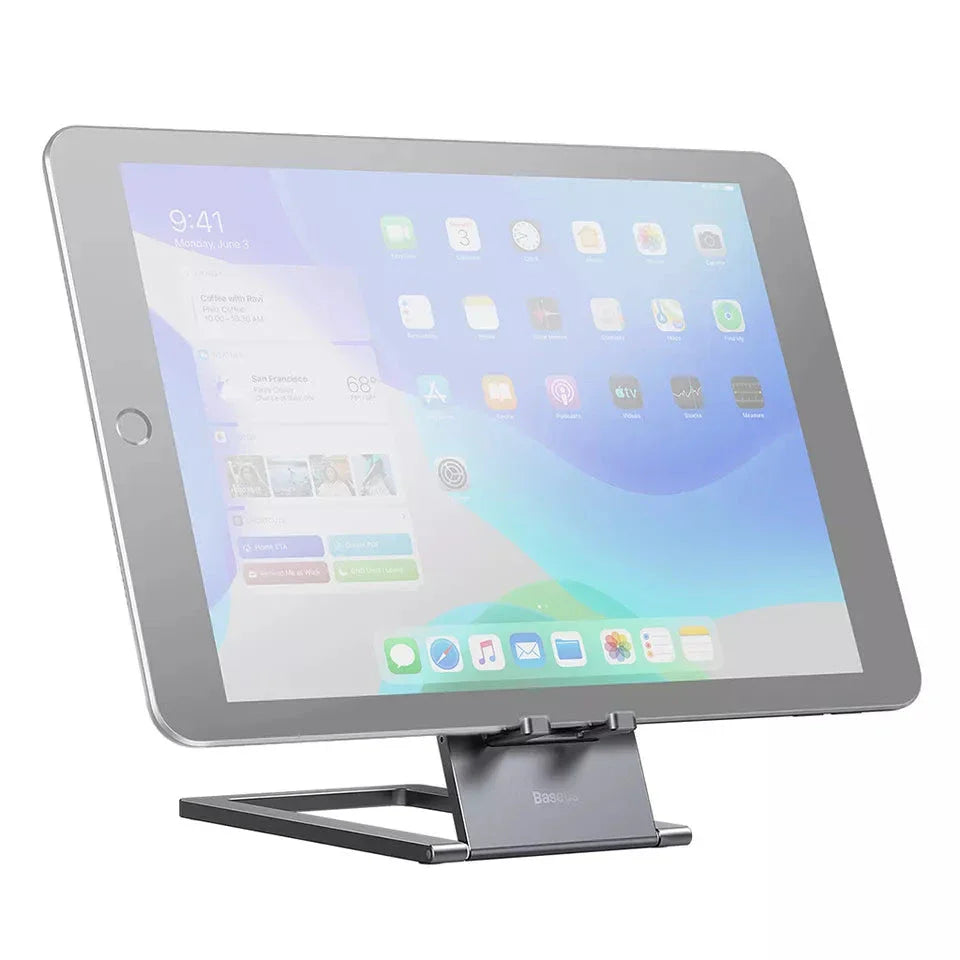 Aluminium Foldable Desktop Tablet and Laptop Stand with Adjustable Angles and Sleek Design