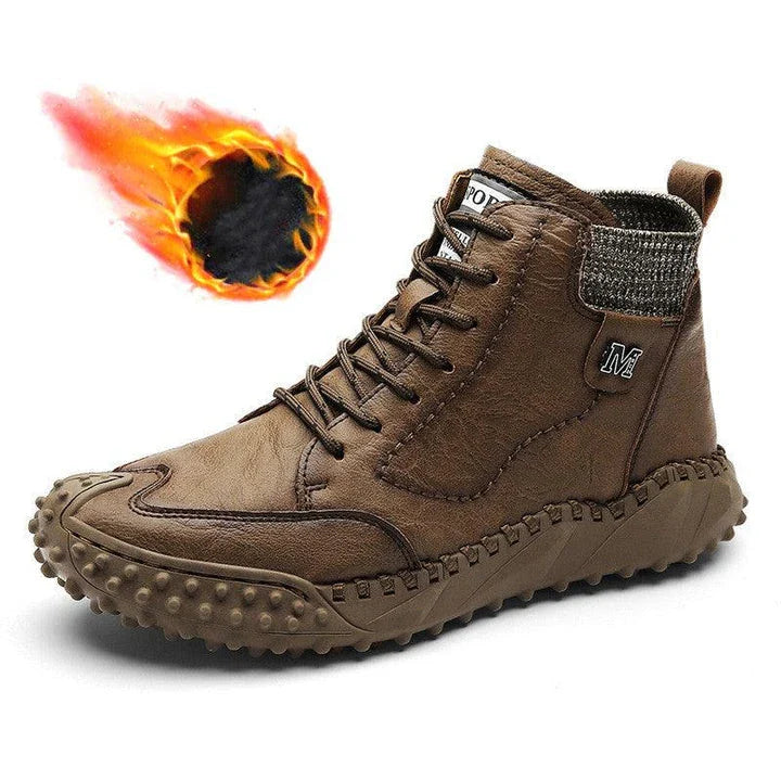 Stylish high-top leather boots in black, grey, and brown colours with a comfortable, breathable design