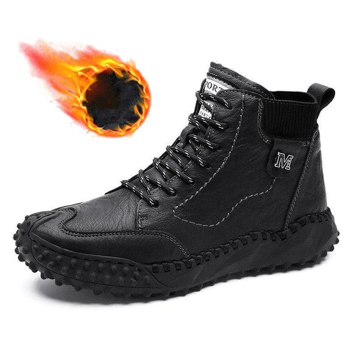 Stylish high-top leather boots in black, grey, and brown colours with a comfortable, breathable design