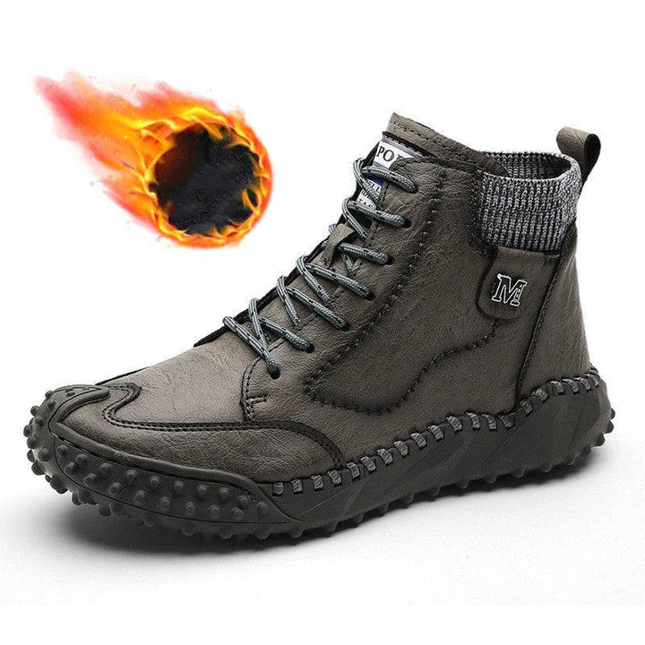 Stylish high-top leather boots in black, grey, and brown colours with a comfortable, breathable design