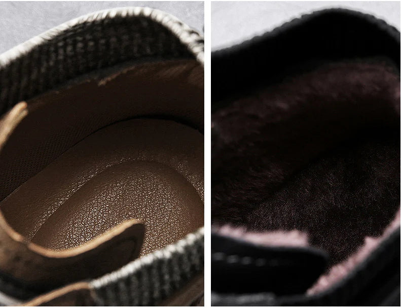 Stylish high-top leather boots in black, grey, and brown colours with a comfortable, breathable design