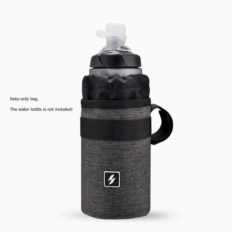 Grey Handlebar Water Bottle Bag with adjustable straps for secure cycling hydration