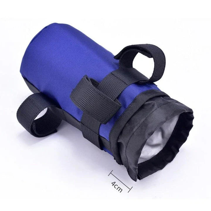 Grey Handlebar Water Bottle Bag with adjustable straps for secure cycling hydration