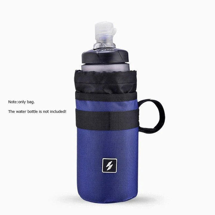 Grey Handlebar Water Bottle Bag with adjustable straps for secure cycling hydration