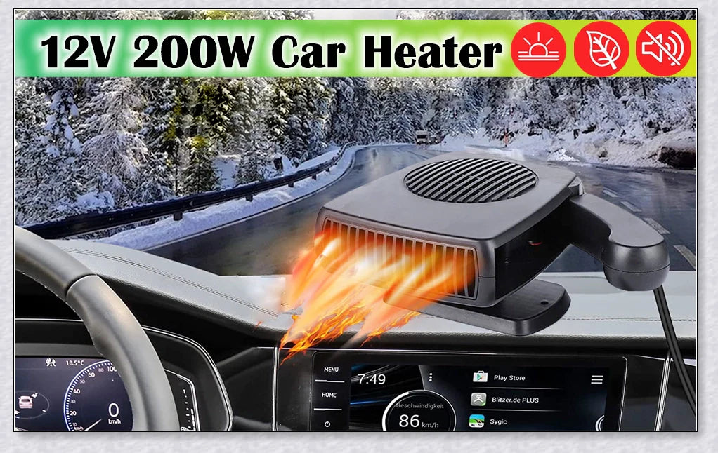 Powerful Portable 12V Plug In Car Heater Defroster - Keep Your Car Warm and Defrost Windshield Quickly