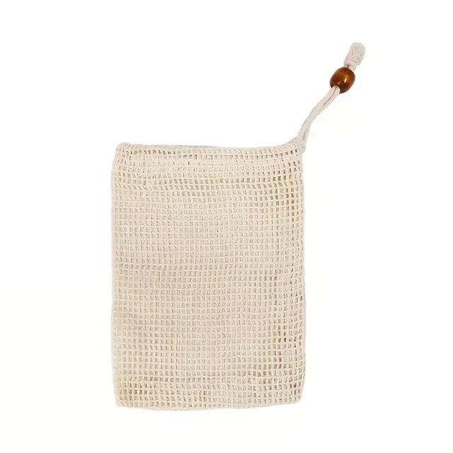 Natural sisal soap bag with exfoliating texture, designed to elevate your bathing routine with gentle exfoliation and improved soap lather.