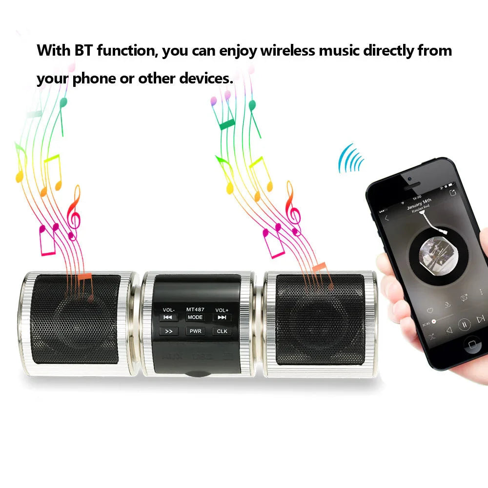 Premium Bluetooth Motorcycle Handlebar Speaker Stereo System with Weatherproof Design and High-Quality Audio