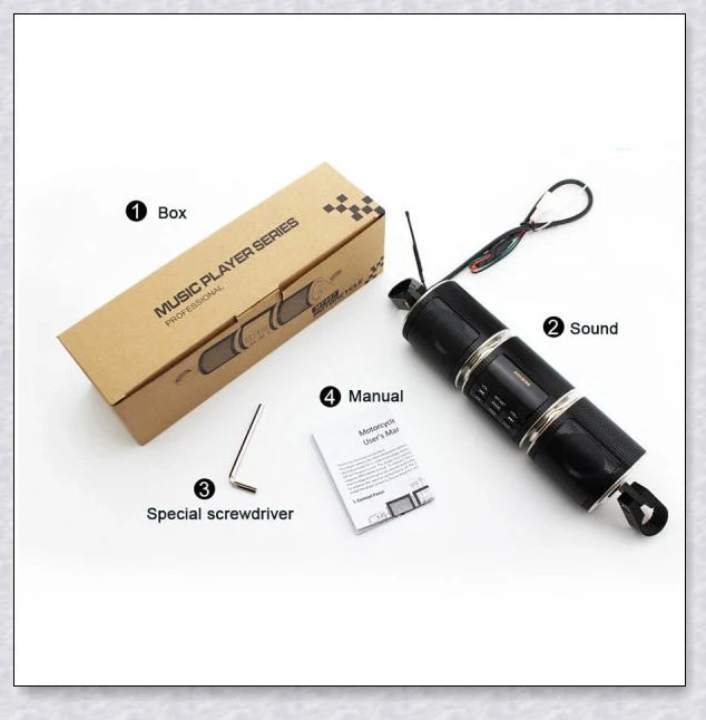 Premium Bluetooth Motorcycle Handlebar Speaker Stereo System with Weatherproof Design and High-Quality Audio
