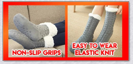 Thermal Foot Warmer - Plush Cable Knit Foot Warmer with Fleece Lining for Cosy, Dry, and Comfortable Feet During UK Winters