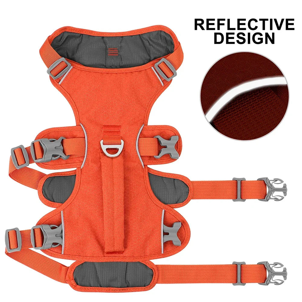 Reflective Nylon Dog Harness with Handle - Durable, Adjustable, and Designed for Visibility and Control