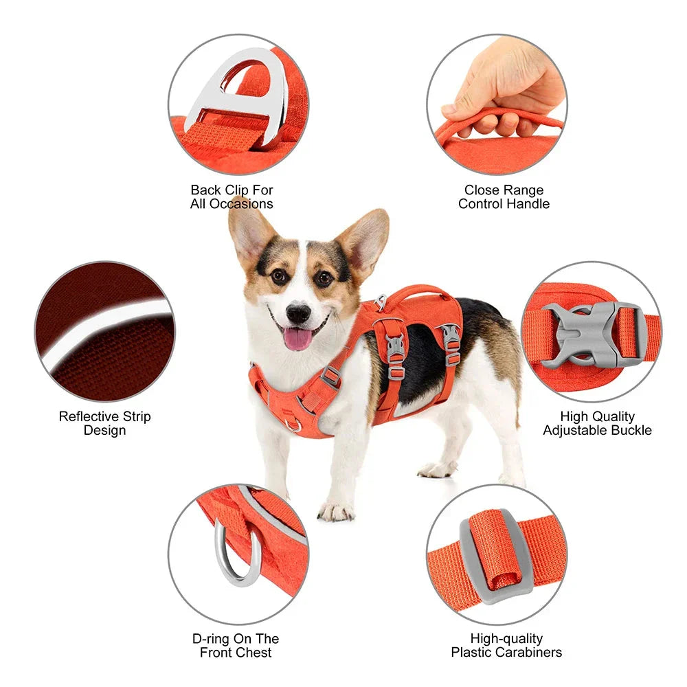 Reflective Nylon Dog Harness with Handle - Durable, Adjustable, and Designed for Visibility and Control