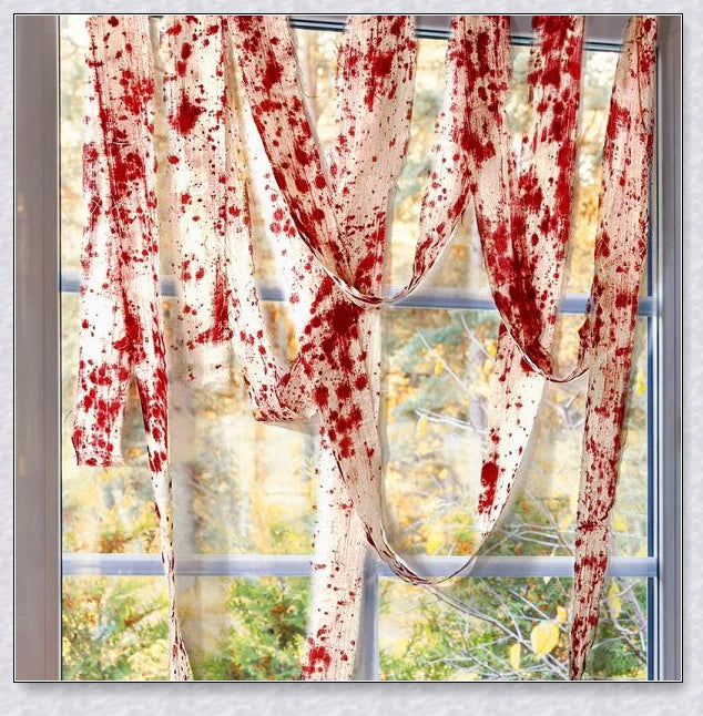 Realistic-looking Hallowick 3M Bloody Cloth Strips for creating spooky Halloween decor and ambiance