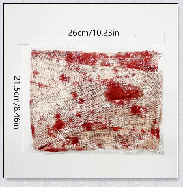 Realistic-looking Hallowick 3M Bloody Cloth Strips for creating spooky Halloween decor and ambiance