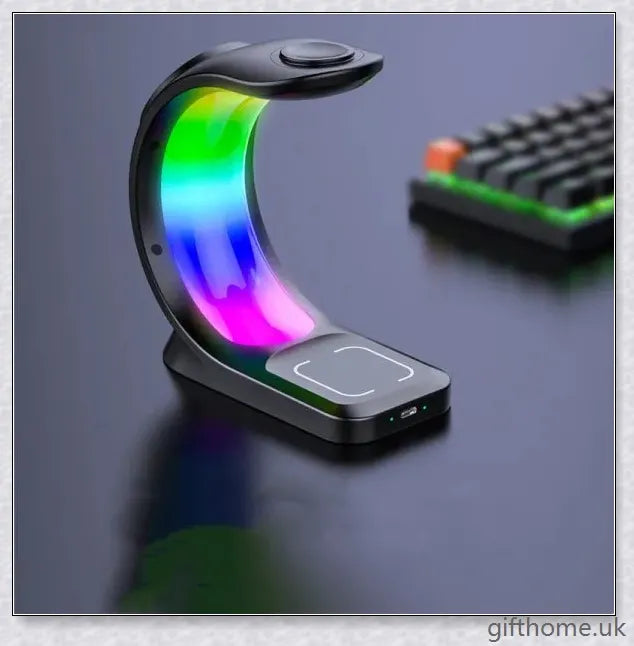 4-in-1 Magnetic Wireless Charger with fast charging, RGB lighting, and foreign object detection for smart devices