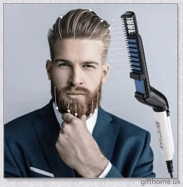 InsBeard Beard Straightener Comb with heated bristles for straightening and styling facial hair