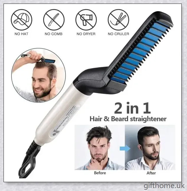 InsBeard Beard Straightener Comb with heated bristles for straightening and styling facial hair