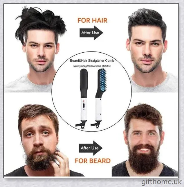 InsBeard Beard Straightener Comb with heated bristles for straightening and styling facial hair
