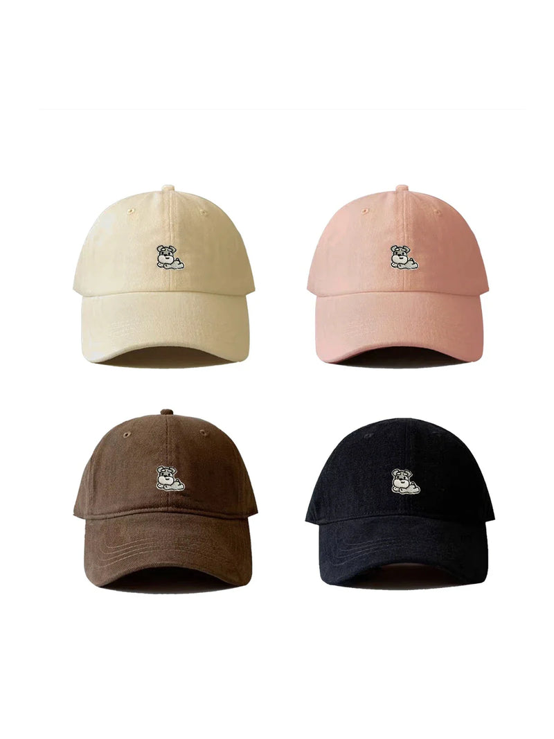 GiftHome Brushed Pure Cotton Embroidery Schnauzer Puppy Baseball Cap