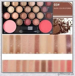 A premium 22-colour eyeshadow and glitter palette set with a wide range of shades for flawless, long-lasting makeup looks