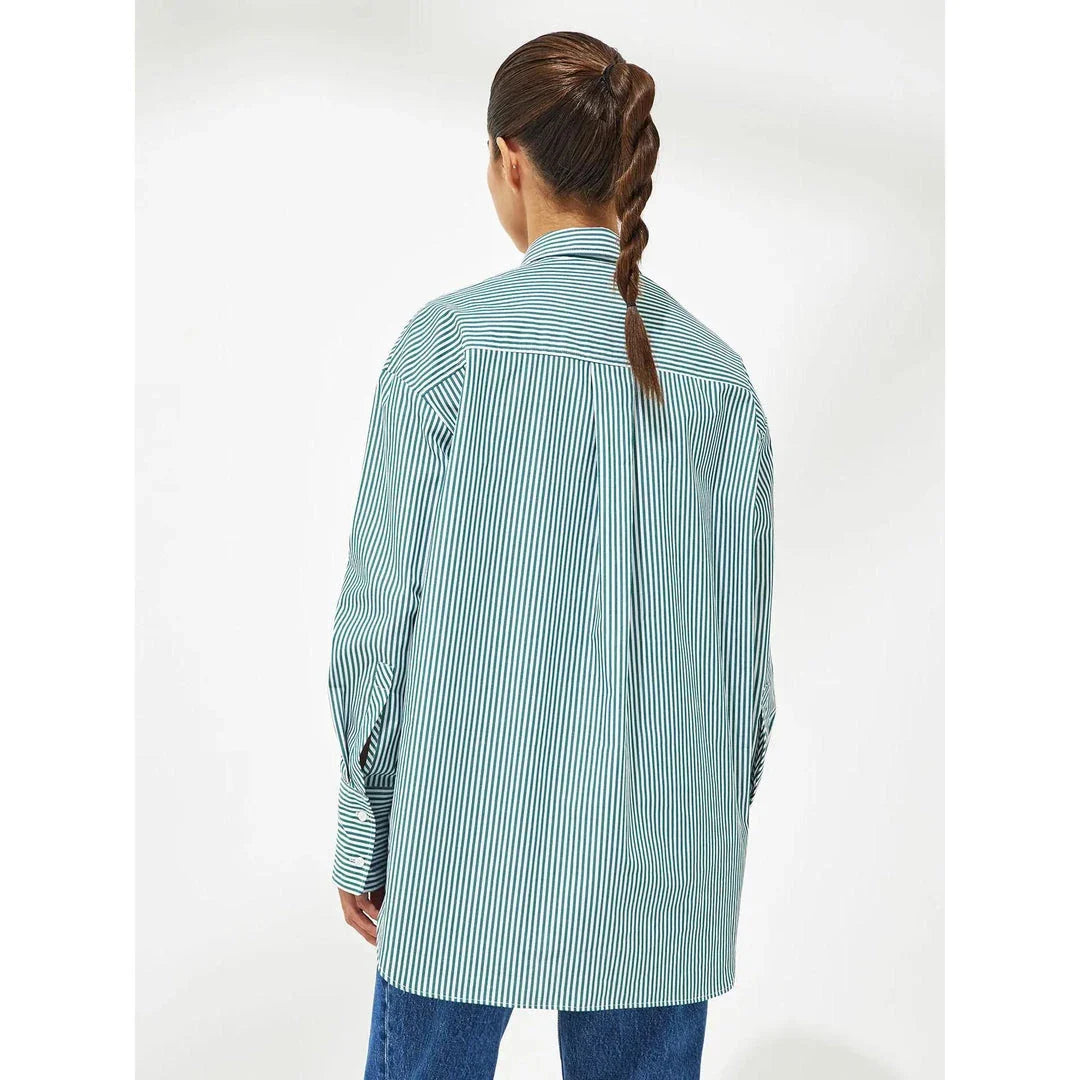 Autumn Chic Casual Striped Cotton Blouse with Lace-Up Detail - Comfortable and Stylish British Fashion