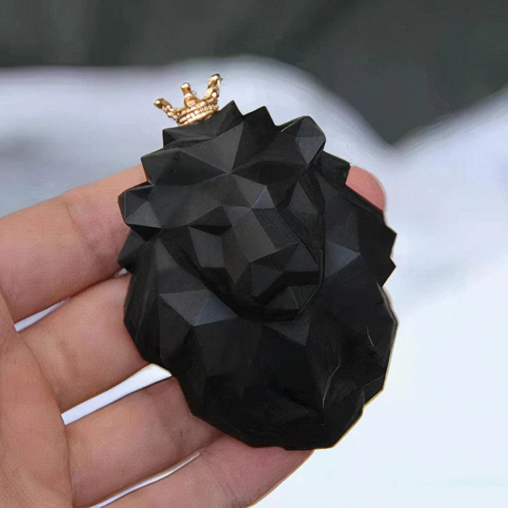 Crowned Lion Car Air Freshener with a majestic lion head design and sparkling crown, freshening the interior of a vehicle