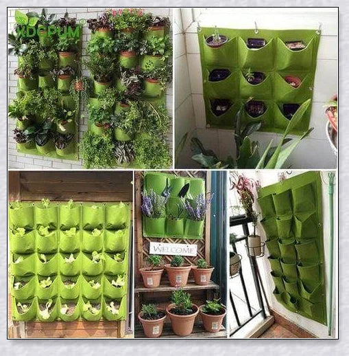 Vertical Garden Pocket Panels for growing herbs, flowers, and small vegetables on walls and fences