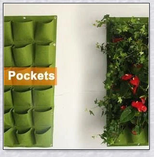 Vertical Garden Pocket Panels for growing herbs, flowers, and small vegetables on walls and fences