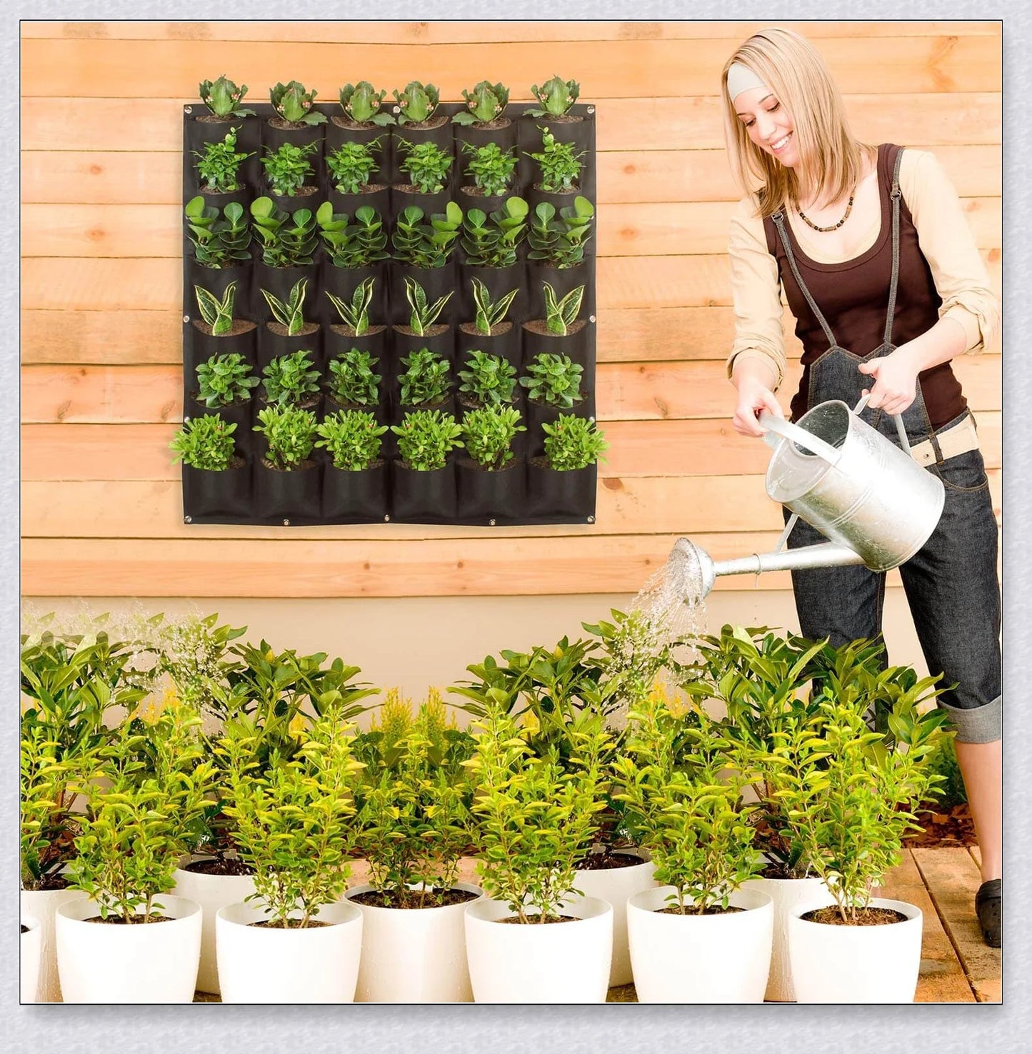 Vertical Garden Pocket Panels for growing herbs, flowers, and small vegetables on walls and fences
