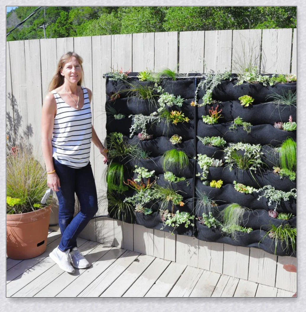 Vertical Garden Pocket Panels for growing herbs, flowers, and small vegetables on walls and fences