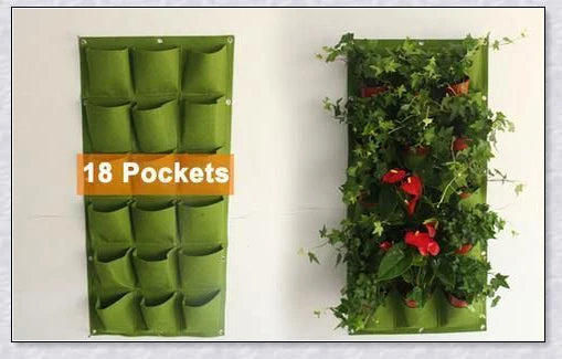 Vertical Garden Pocket Panels for growing herbs, flowers, and small vegetables on walls and fences