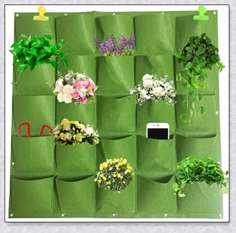 Vertical Garden Pocket Panels for growing herbs, flowers, and small vegetables on walls and fences