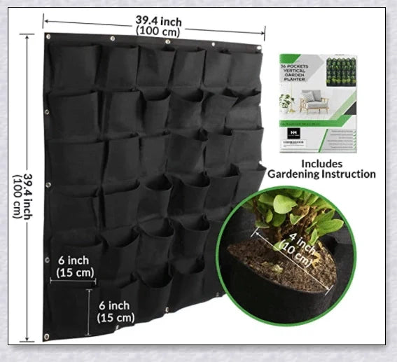 Vertical Garden Pocket Panels for growing herbs, flowers, and small vegetables on walls and fences