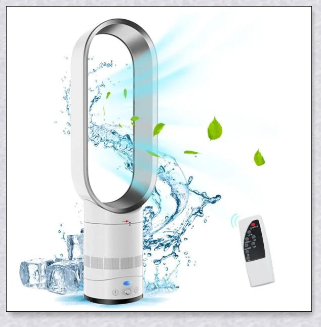Oscillating Bladeless Tower Fan with Remote Control - Powerful, Quiet Cooling for Your British Home