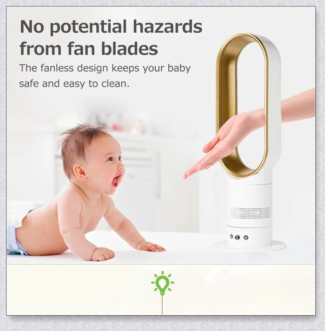 Oscillating Bladeless Tower Fan with Remote Control - Powerful, Quiet Cooling for Your British Home