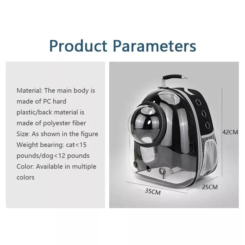 Luxury Cat Space Capsule Backpack in yellow, a transparent pet carrier for stylish outings and travel