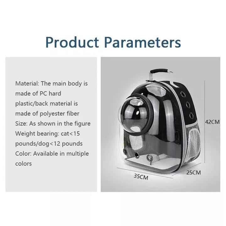 Luxury Cat Space Capsule Backpack in yellow, a transparent pet carrier for stylish outings and travel