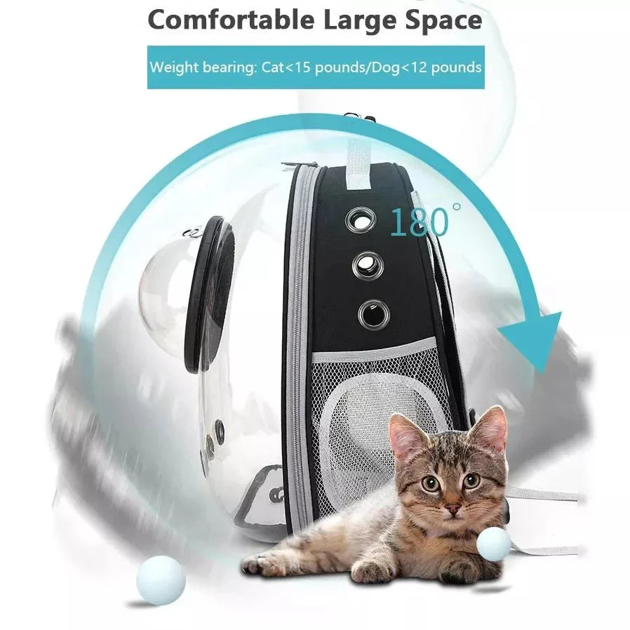 Luxury Cat Space Capsule Backpack in yellow, a transparent pet carrier for stylish outings and travel