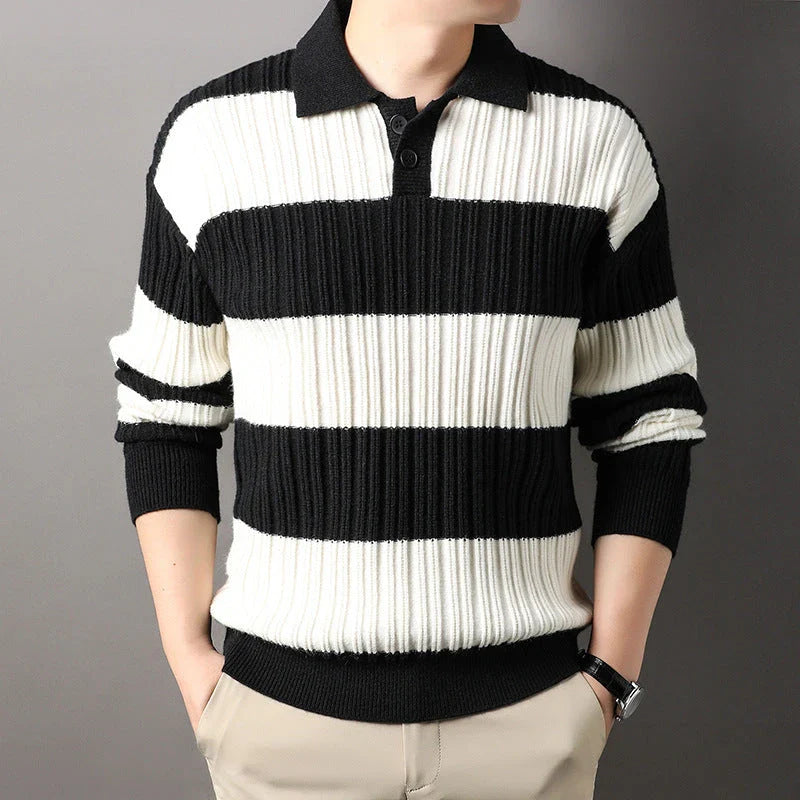 A soft, comfortable long sleeve top in a classic striped pattern, perfect for casual or smart-casual wear.