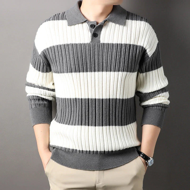 A soft, comfortable long sleeve top in a classic striped pattern, perfect for casual or smart-casual wear.