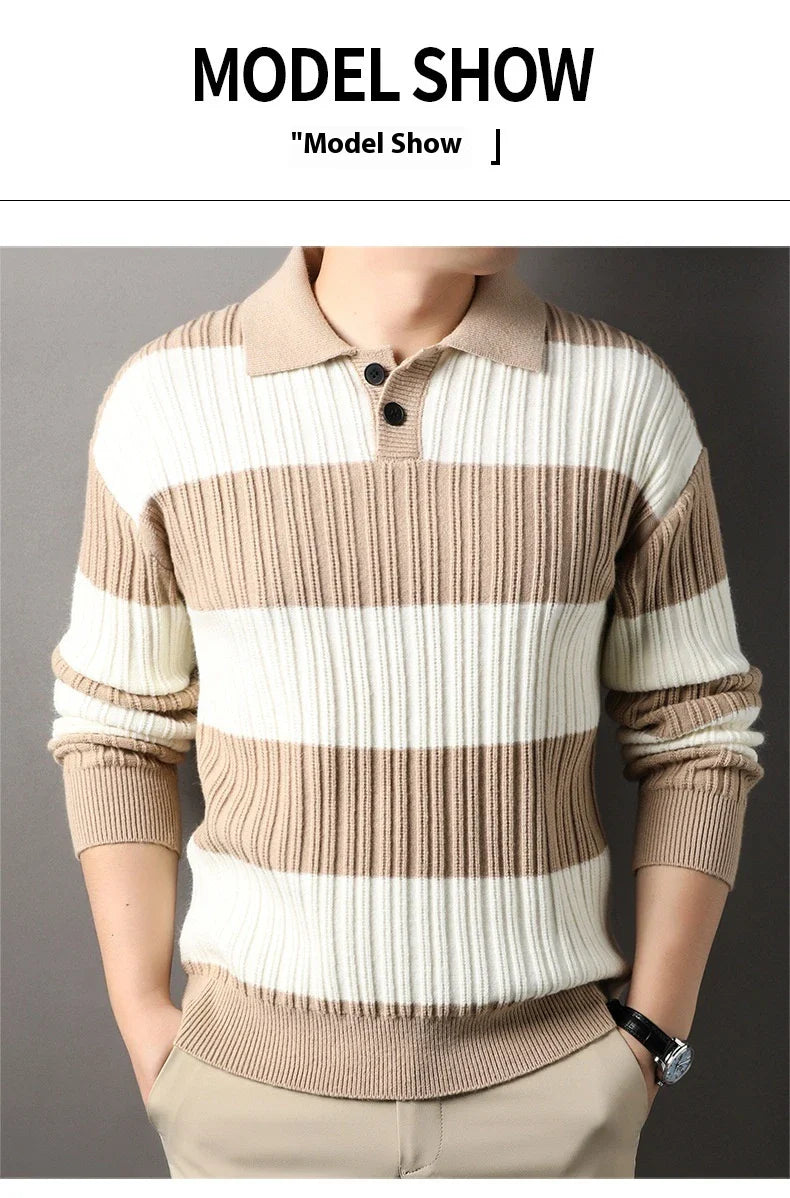 A soft, comfortable long sleeve top in a classic striped pattern, perfect for casual or smart-casual wear.